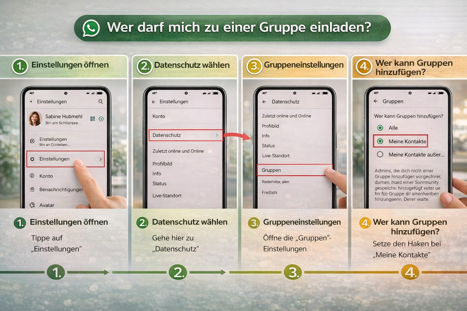 Wer darf mich zu einer WhatsApp-Gruppe einladen? Die wichtigsten Einstellungen auf einen Blick: